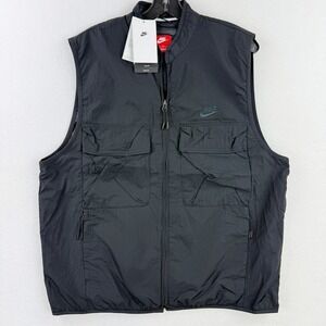 Nike Tech Woven Vest Size M Mens Black Utility Loose Fit FZ0748-010 NWT
